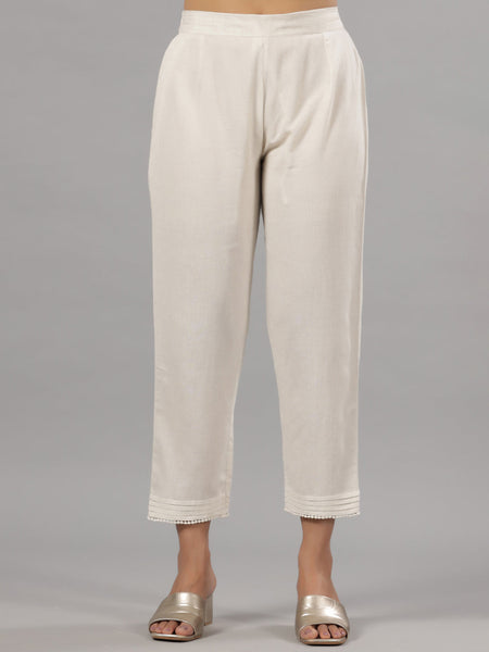 Juniper Women Natural Liva Rayon Solid Pants