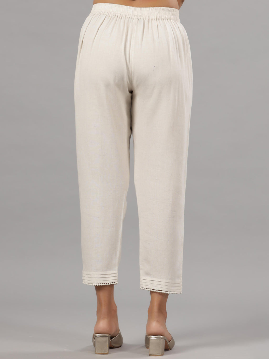 Juniper Natural Solid Liva Rayon Pant With Lace - Distacart