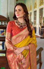 Anaita Yellow Soft Silk Zari Weaving Saree With Blouse Piece - Distacart