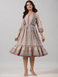 Juniper Women Beige Rayon Printed Jacket Style Midi Dress - Distacart