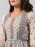 Juniper Women Beige Rayon Printed Jacket Style Midi Dress - Distacart
