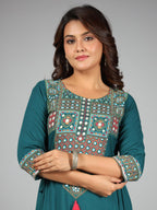 Juniper Women's Teal Rayon Staple Printed Tiered Maxi Dress - Distacart