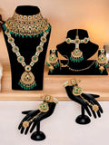 Tehzeeb Creations Traditional Designer Kundan Stone Green Meenakari Choker Bridal Set