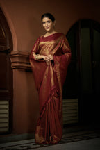 Vardha Venetian Red Golden Zari Kanjeevaram Silk Saree