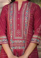 Juniper Maroon Bandhani Printed Liva Rayon Tunic With Sequins & Thread Work - Distacart