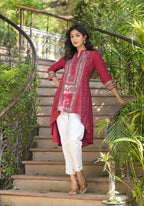 Juniper Maroon Bandhani Printed Liva Rayon Tunic With Sequins & Thread Work - Distacart