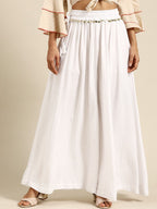 TAG 7 Women Black & White Solid Flared Palazzos