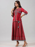 Juniper Women Red Rayon Printed Maxi Dress - Distacart
