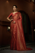 Vardha Scarlet Red Golden Zari Kanjeevaram Silk Saree