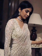 Sangria Georgette Ethnic Embellished Party Wear Saree