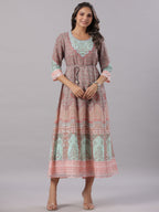 Juniper Women Peach Georgette Printed Maxi Dress - Distacart