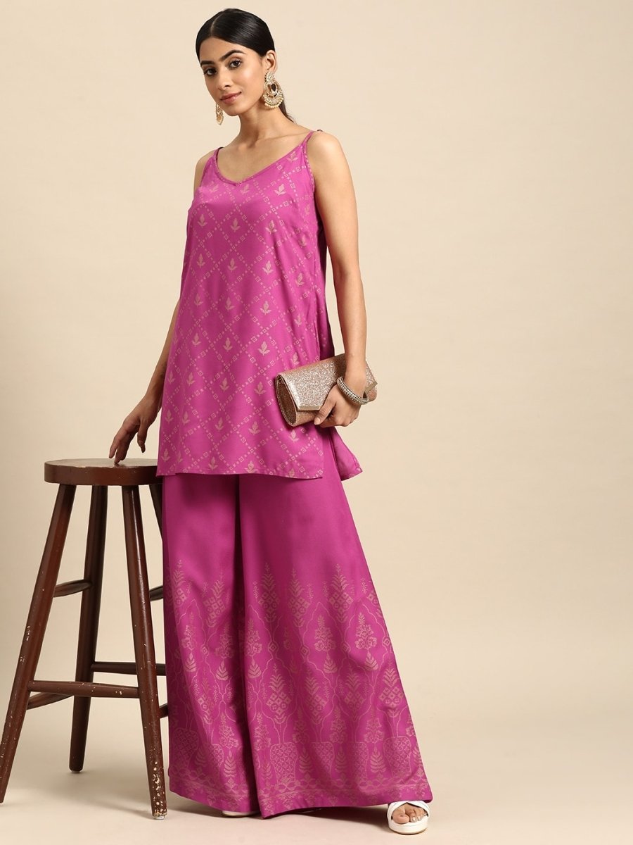 All About You Foil Printed Regular Kurta with Palazzos