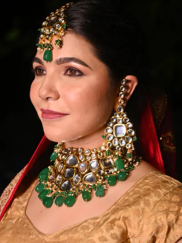 Tehzeeb Creations Kundan Bridal Set for Women & Girls