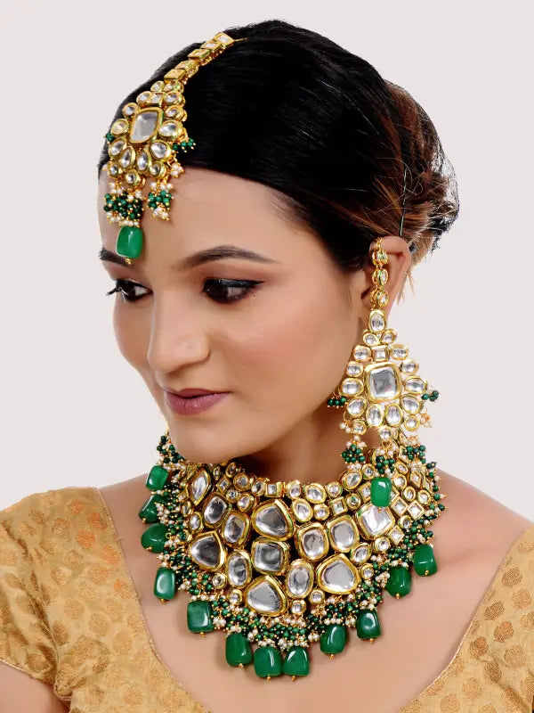 Tehzeeb Creations Kundan Bridal Set for Women & Girls
