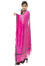 Mominos Fashion Moeza Cotton Black Temple Border Pink Dupatta