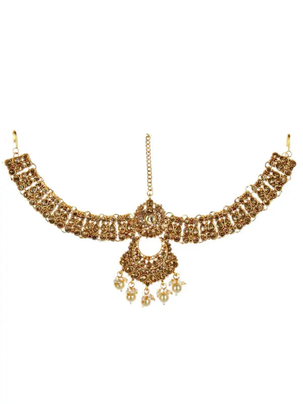 Tehzeeb Creations Traditional Stone Bridal Set 7 Pcs. For Girls & Women