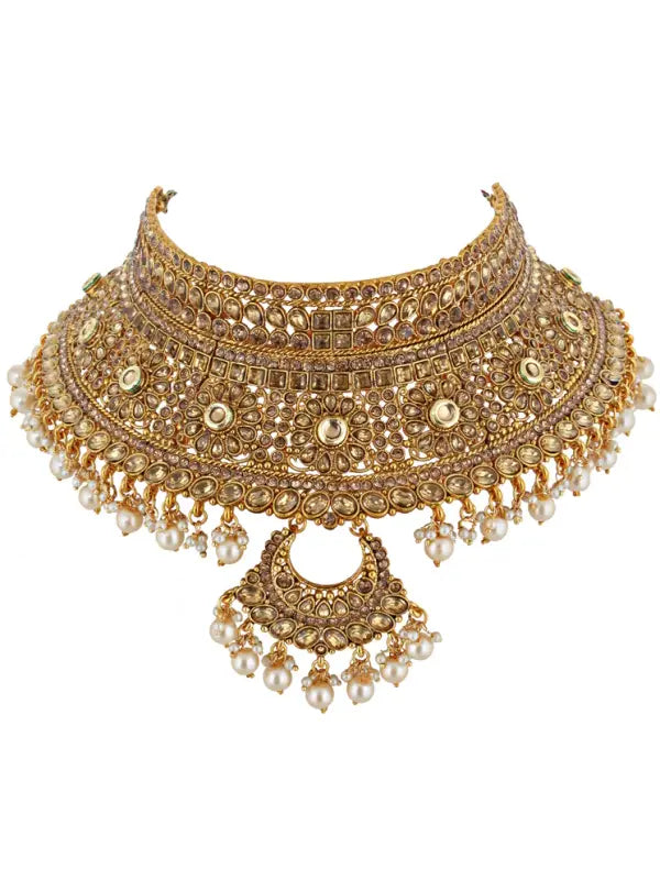 Tehzeeb Creations Traditional Stone Bridal Set 7 Pcs. For Girls & Women