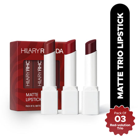 Hilary Rhoda Matte Lipstick Pack Of 3 - Red-Volution Trio 01