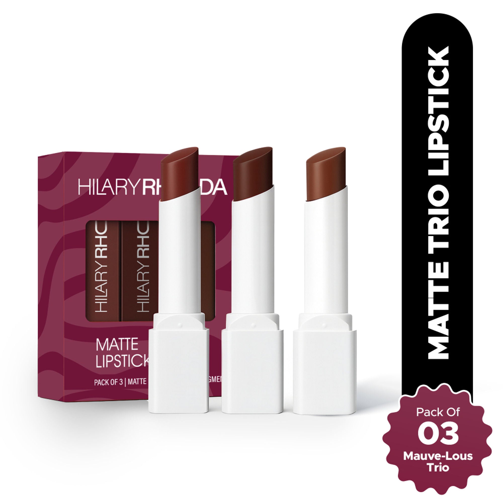 Hilary Rhoda Matte Lipstick Pack Of 3 - Mauve-Lous Trio 03