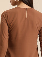All About You Women Brown Ethnic Motifs Embroidered Chikankari Kurta with Palazzos