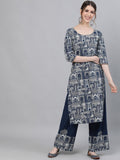 Aks Ethnic Motifs Printed Pure Cotton Kurta With Palazzos