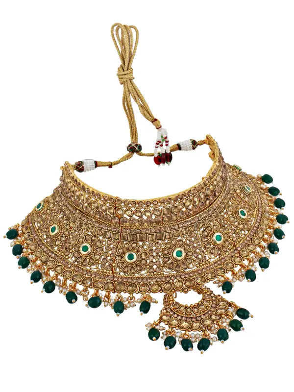 Tehzeeb Creations Traditional Stone Bridal Set 7 Pcs. For Girls & Women