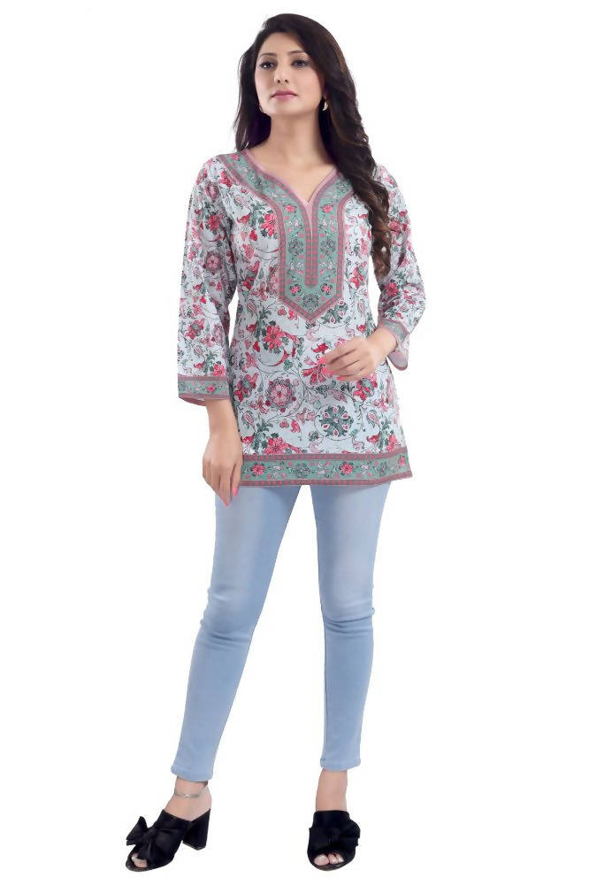 Snehal Creations Variyali Color Faux Crepe Short Kurti Tunic