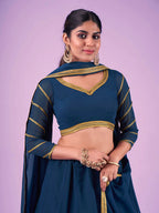 Myra Navy Blue Georgette Embroidered Designer Lehenga