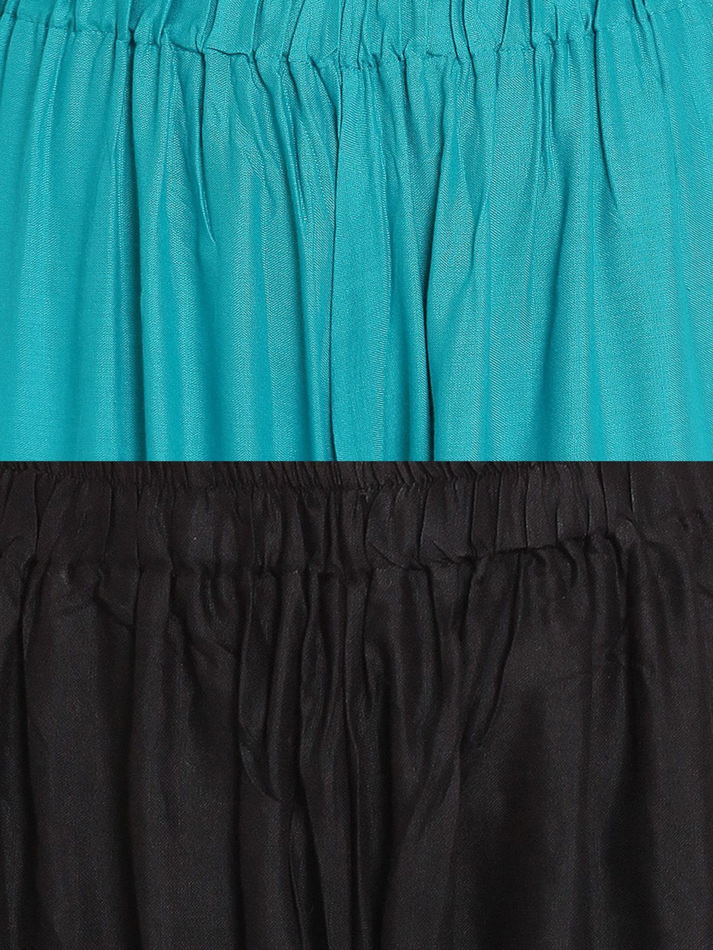 TAG 7 Women Pack Of 2 Black & Teal Blue Solid Flared Palazzos
