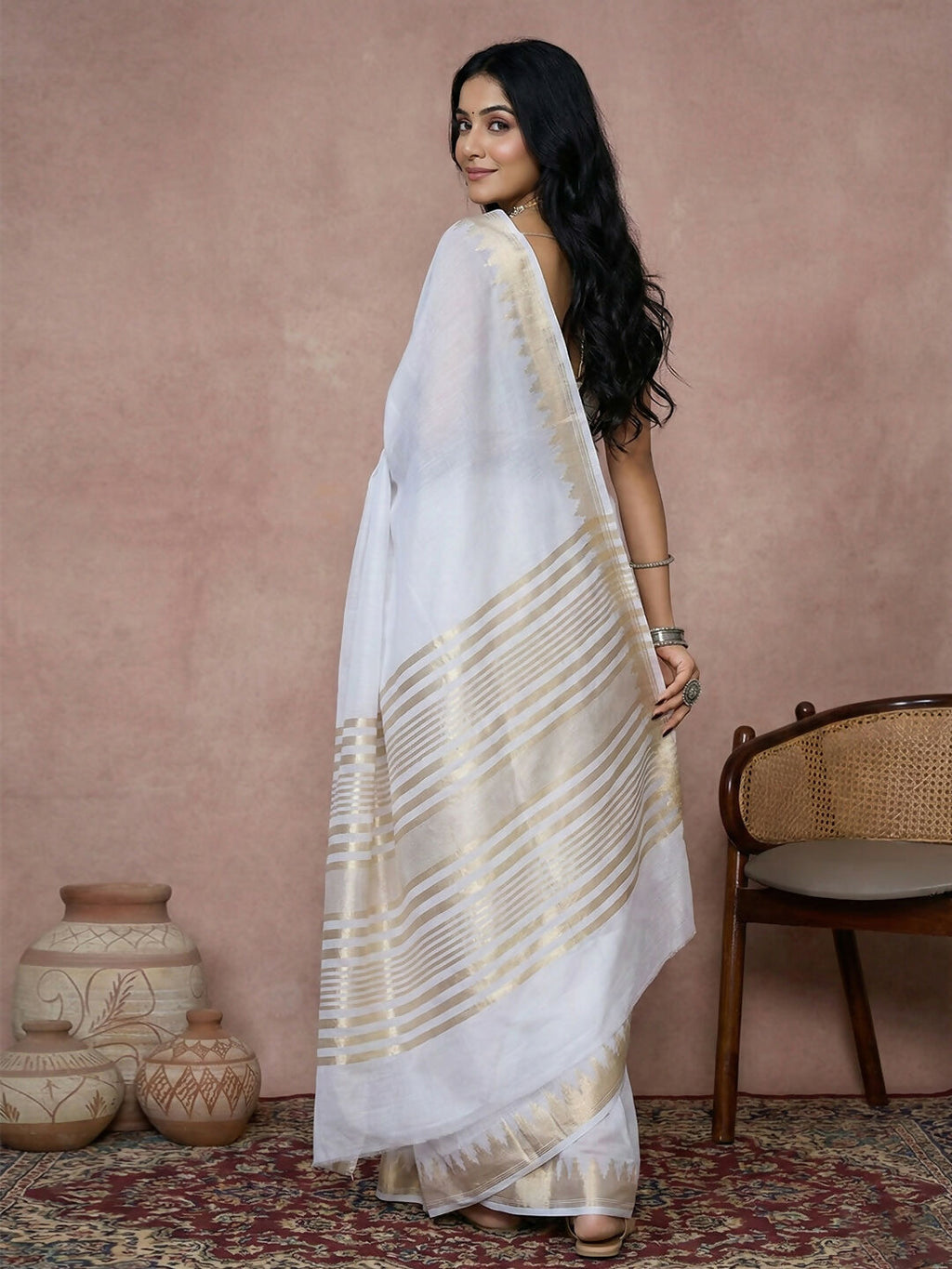 Shree Shyam Fashion White Cotton Saree - Distacart