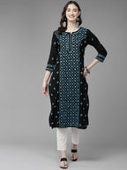 ADA Women Floral Embroidered Cotton Chikankari Kurta