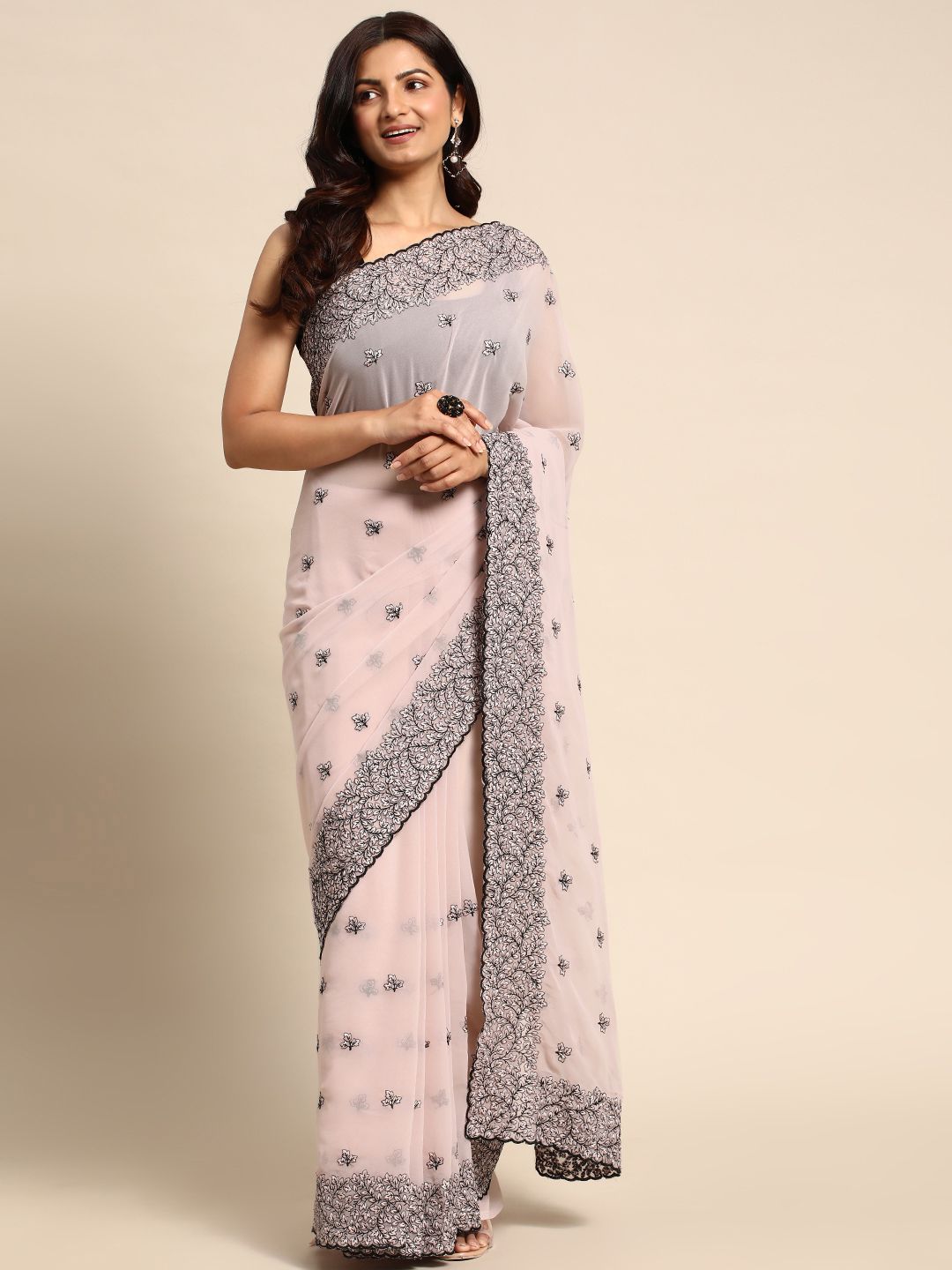 kasee Floral Pure Chiffon Saree - Distacart