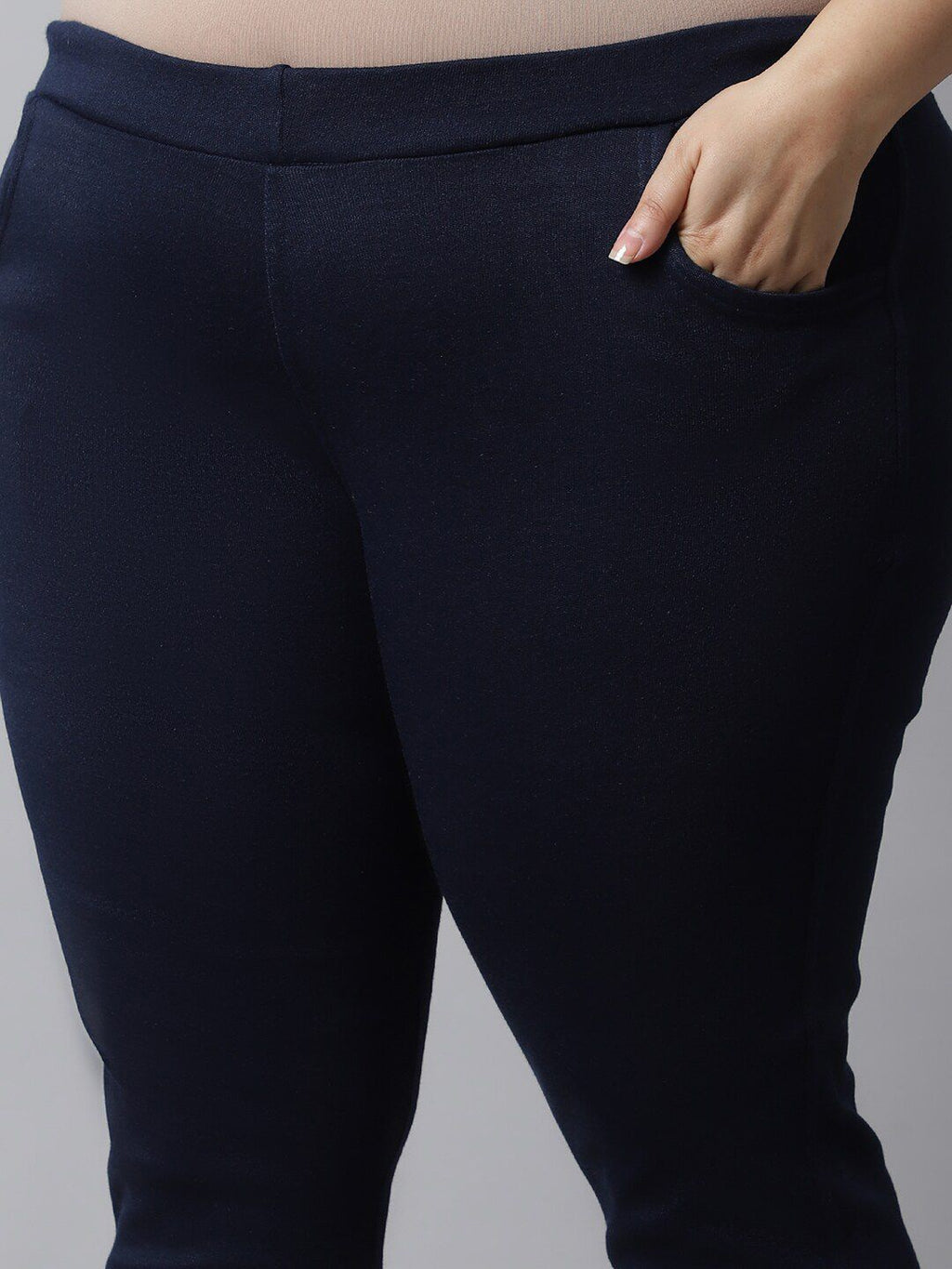 TAG 7 Women Plus size Navy Blue Solid Ankle-length Leggings
