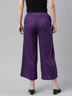 Souchii Women Purple Knitted Palazzos - Distacart
