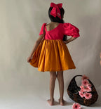 ArthLife Raspberry Pink And Orange Partywear Dress
