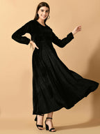 Myshka Women's Black Fit and Flare Party Dress - Distacart