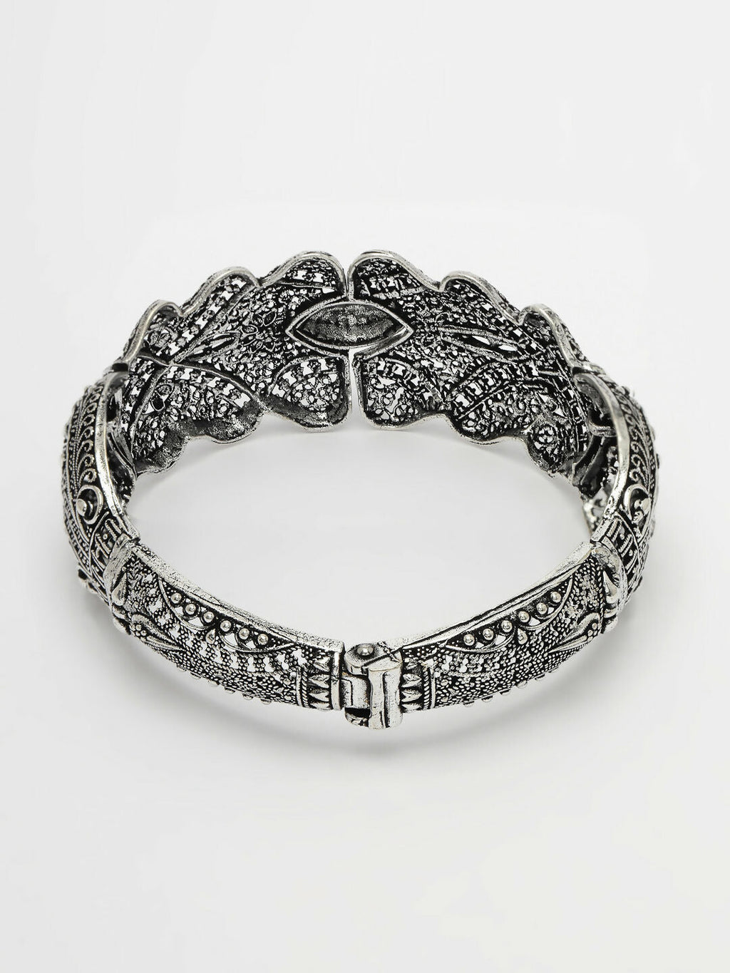 NVR Women's Silver-Toned German Silver Oxidised Kada Bangle - Distacart