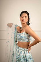 Jyoti Fashion Premium Sky Blue Faux Georgette 3MM Sequins with Thread & Jari Embroidery Lehenga Choli with Dupatta