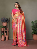 Aastha Fashion Orange Tissue Silk Paithani Woven Saree - Distacart