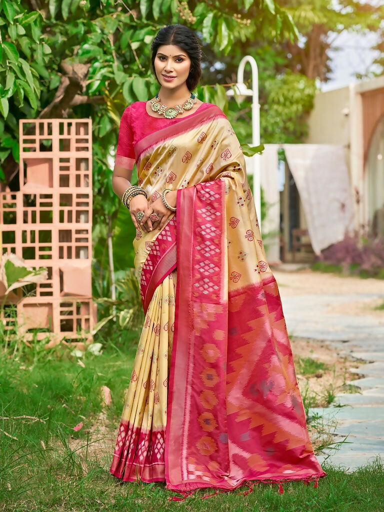 Shree Shyam Fashion Cream Soft Silk Saree - Distacart