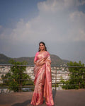 DEIANA'S Beautiful Designer Golden zari Soft Lichi Silk Saree - Pink