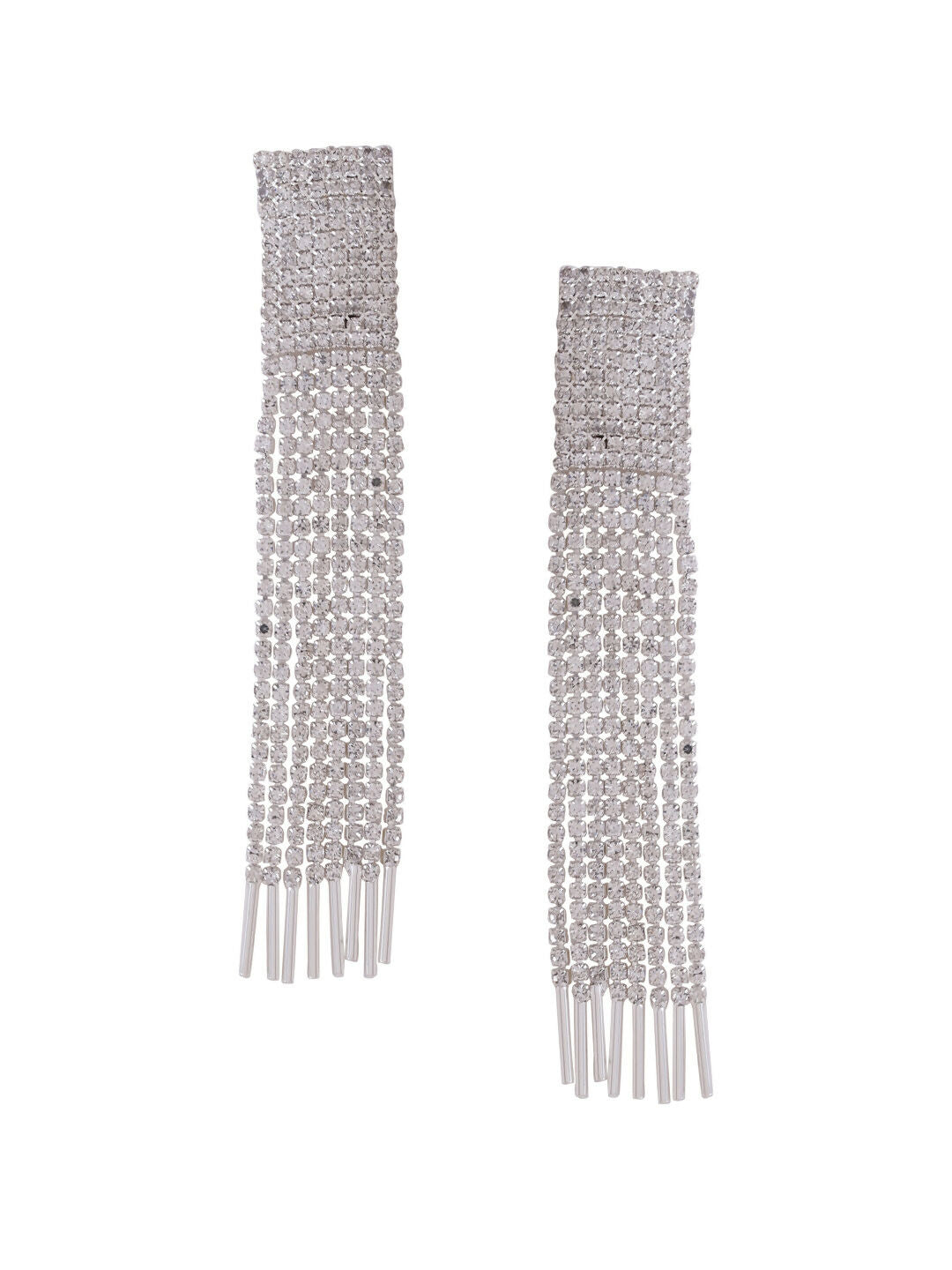 NVR Women Silver Toned Contemporary Ad Studded Drop Earrings - Distacart
