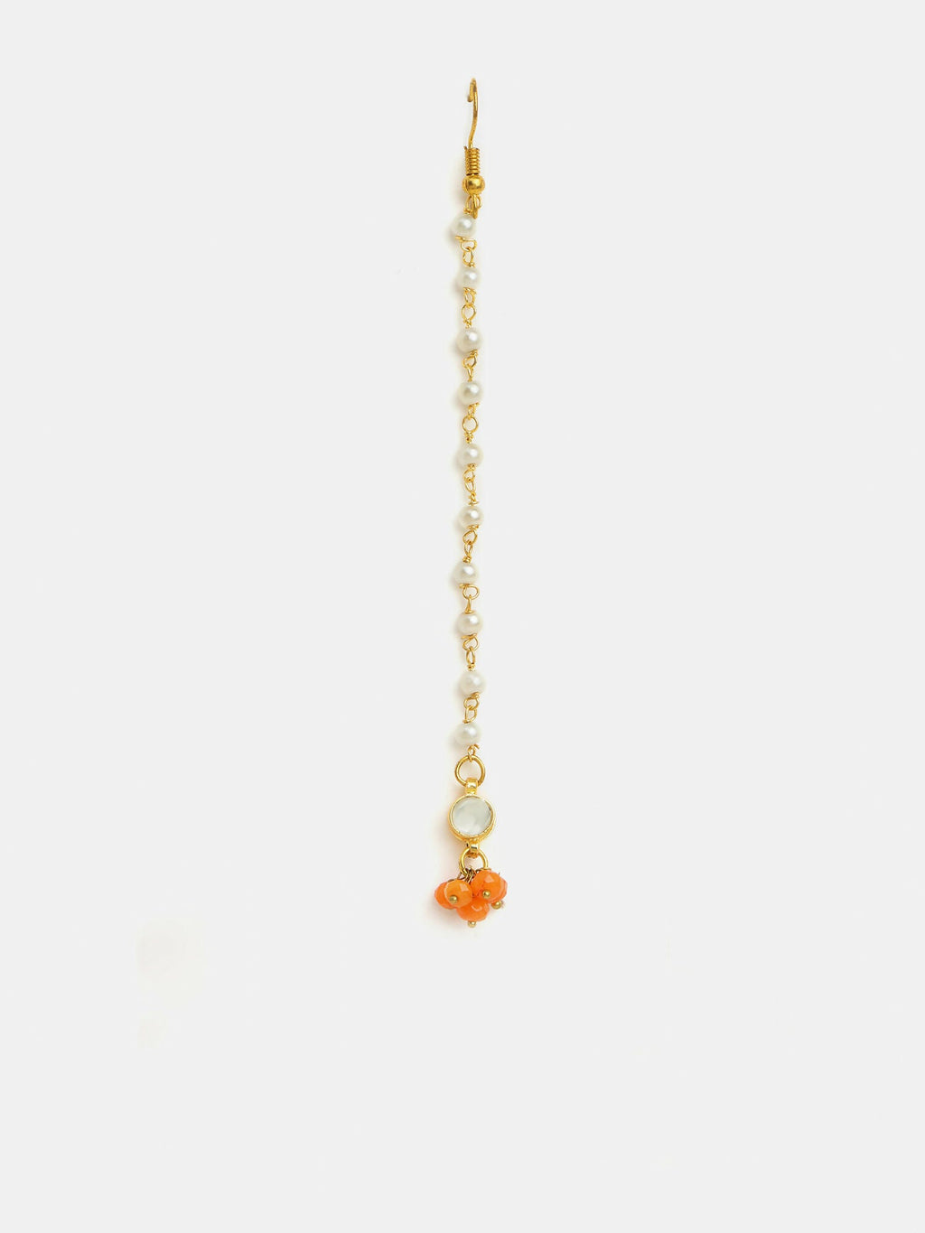 Ruby Raang Mannat Set Of 2 - Orange Embedded Maang Tikka And Earrings - Distacart