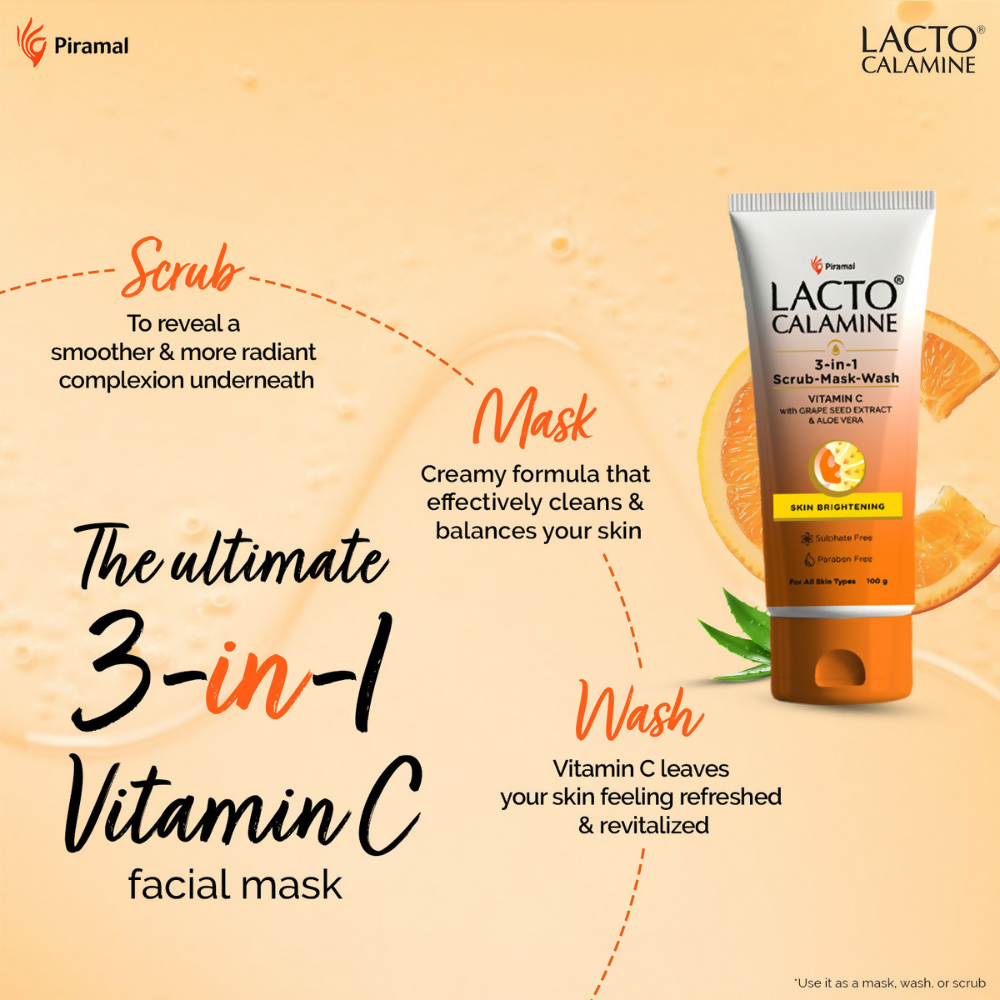 Lacto Calamine 3 - In - 1 Vitamin C Face Scrub - Mask - Wash