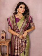 Aastha Fashion Mehndi Kalamkari Silk Weaving Saree - Distacart