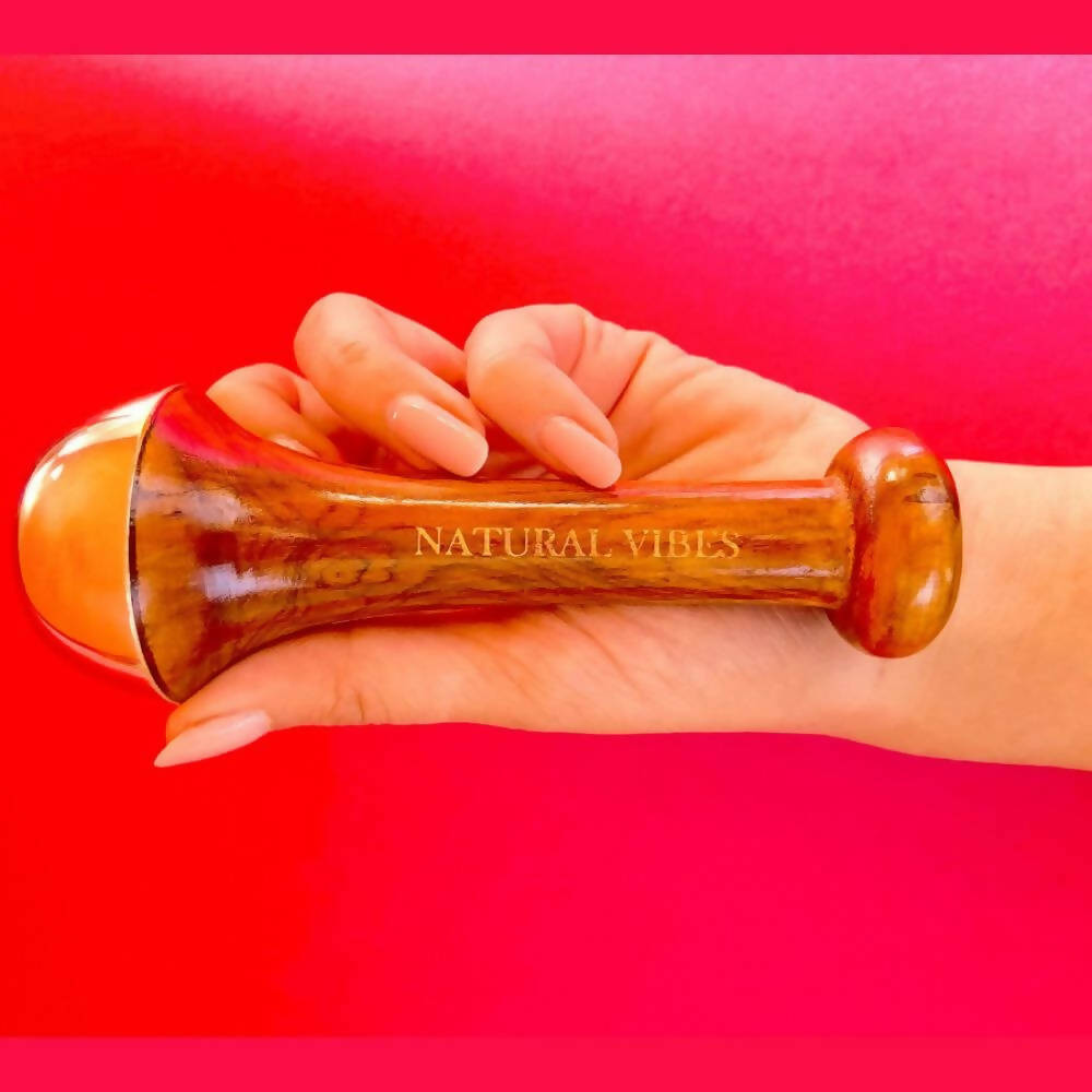 Natural Vibes Kansa Face Massage Wand with Free Gold Beauty Elixir Oil