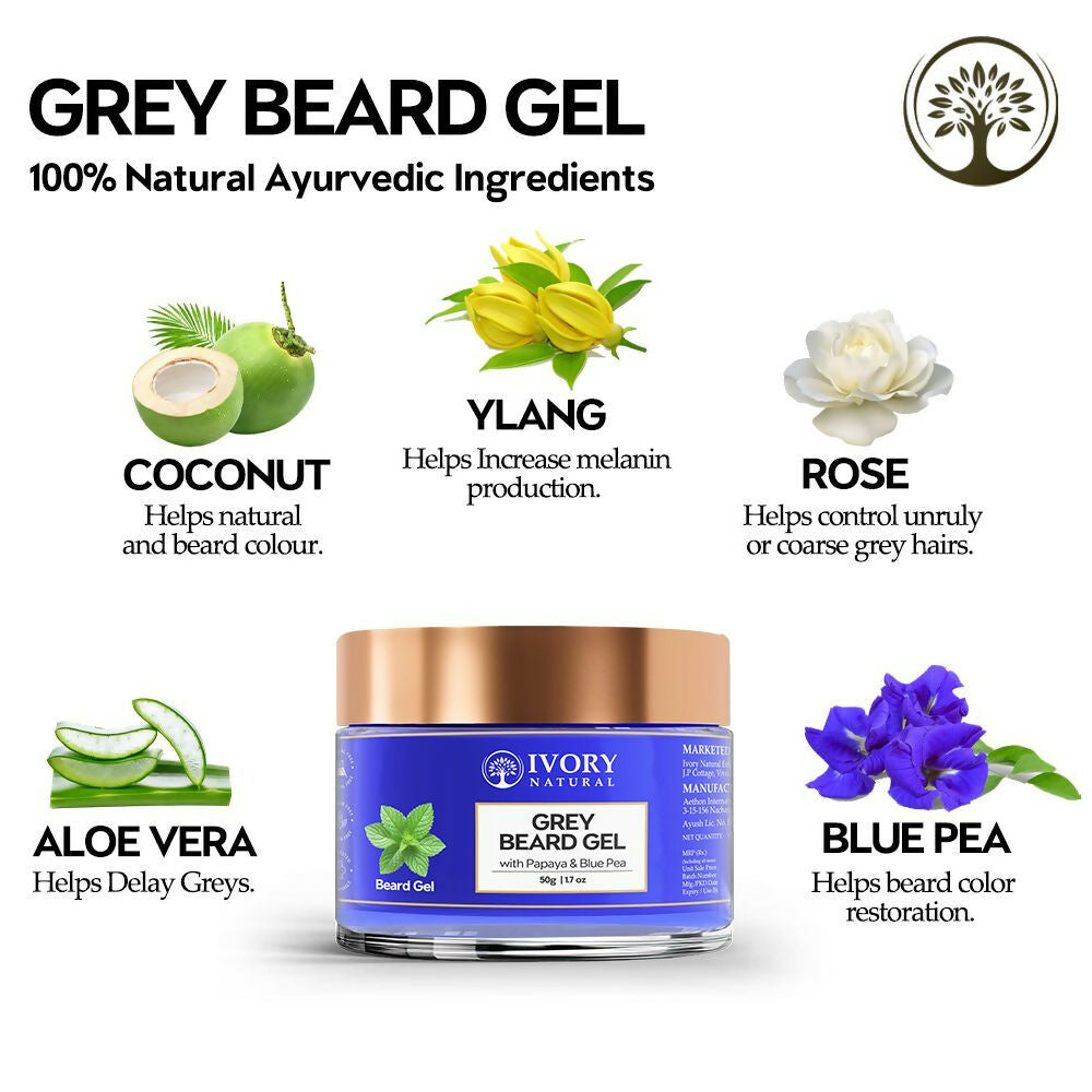 Ivory Natural Grey Beard Gel Restores Dark Shine & Vibrant Of Beard - Distacart