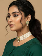 NVR Women Gold Plated White Kundan Jewellery Set - Distacart