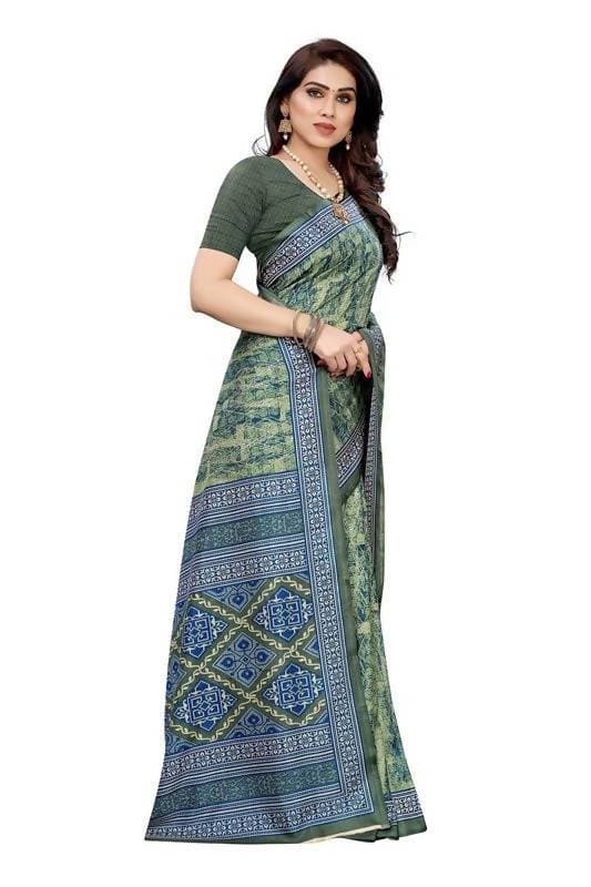 Vamika Printed Green Crepe Silk Saree (ICE GREEN)