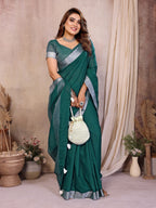 Anaita Green Weaving Linen Cotton Saree With Blouse - Distacart